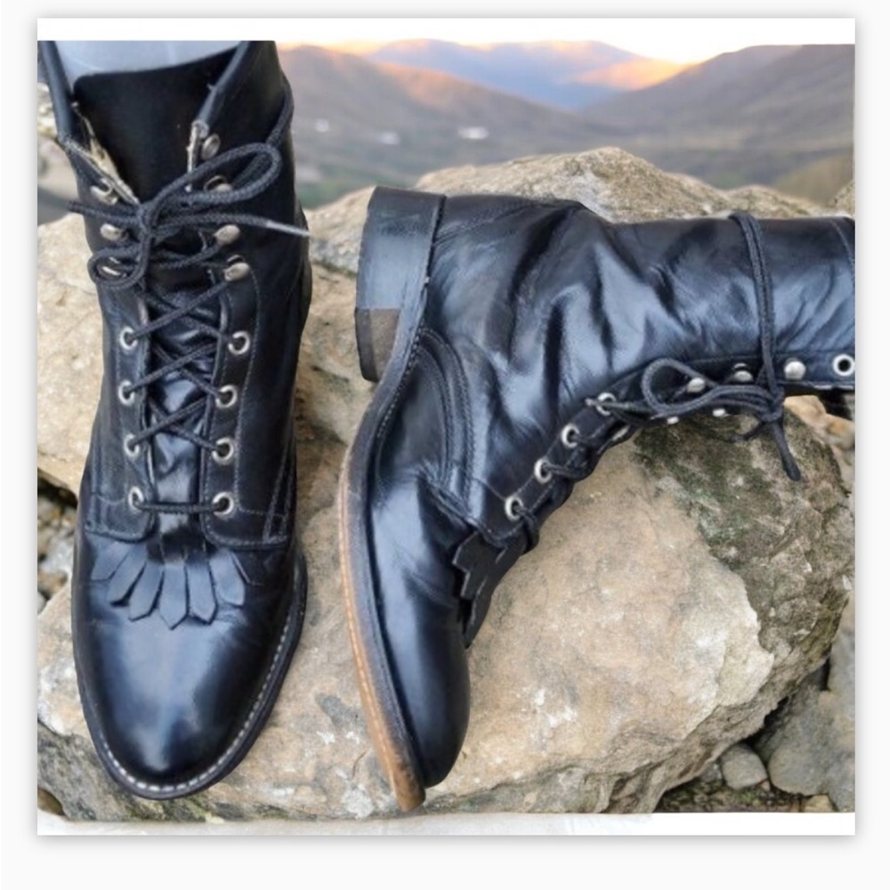 Black Classic Laredo Roper Boot- EUC Sz 5 Genuine leather☀️🖤 - Picture 4 of 14